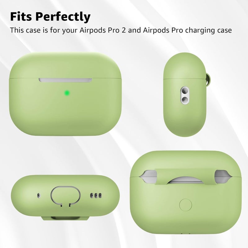 Tandoler Compatible with Airpods Pro 2 Case, Soft Silicone Skin Cover Protective Cases with Cleaner kit and Lanyard Compatible for AirPod Pro 2nd Generation, Front LED Visible - Matcha Green - Image 5